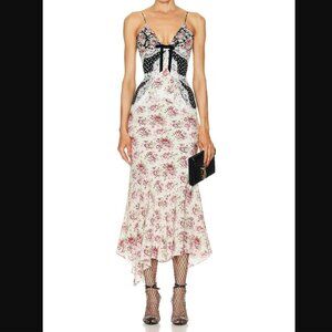 NWT Alessandra Rich Silk Paneled Dress